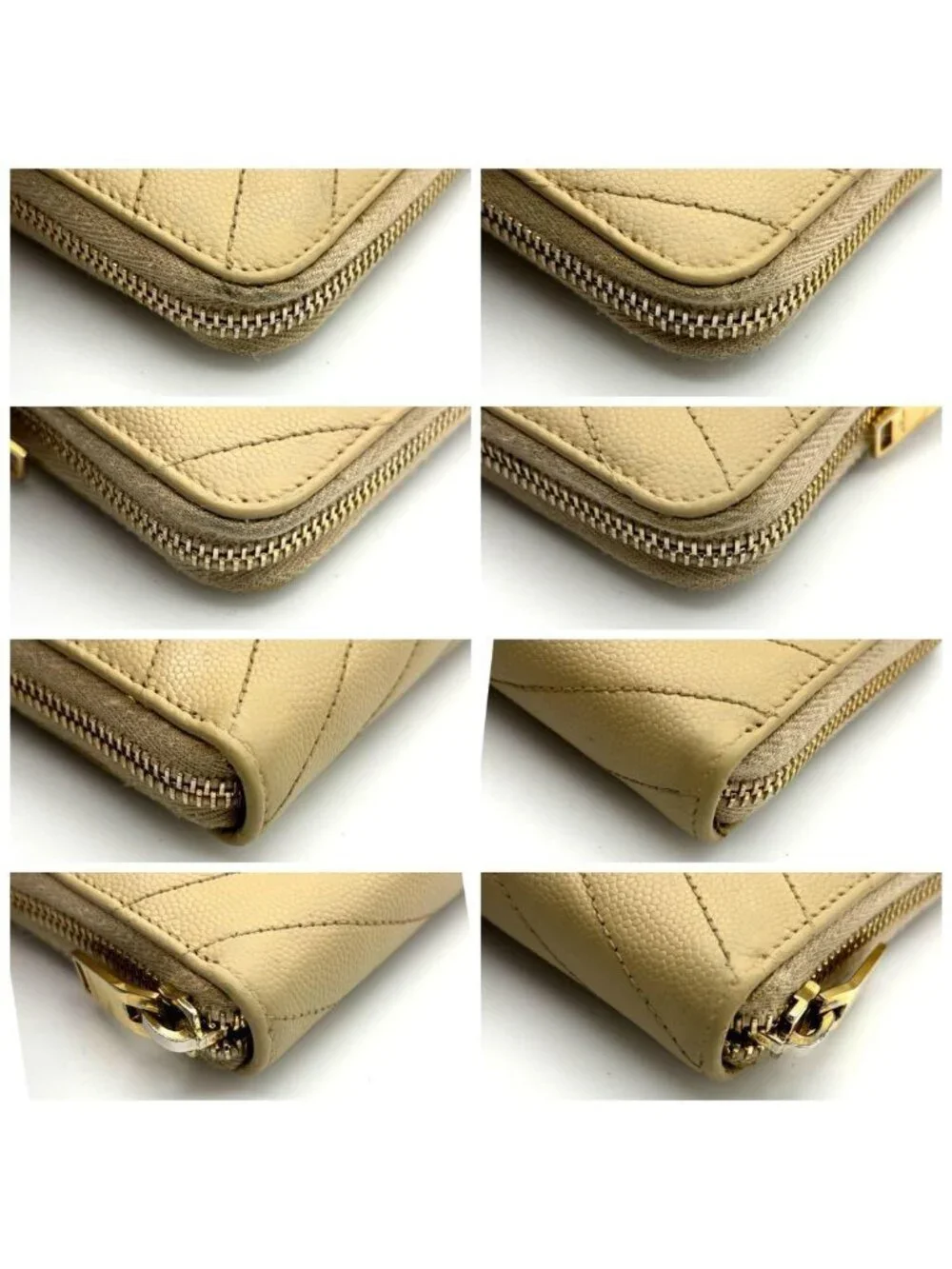 ★SOLD★ Saint Laurent Zip Around Wallet Stitch Beige Leather - Picture 7 of 10
